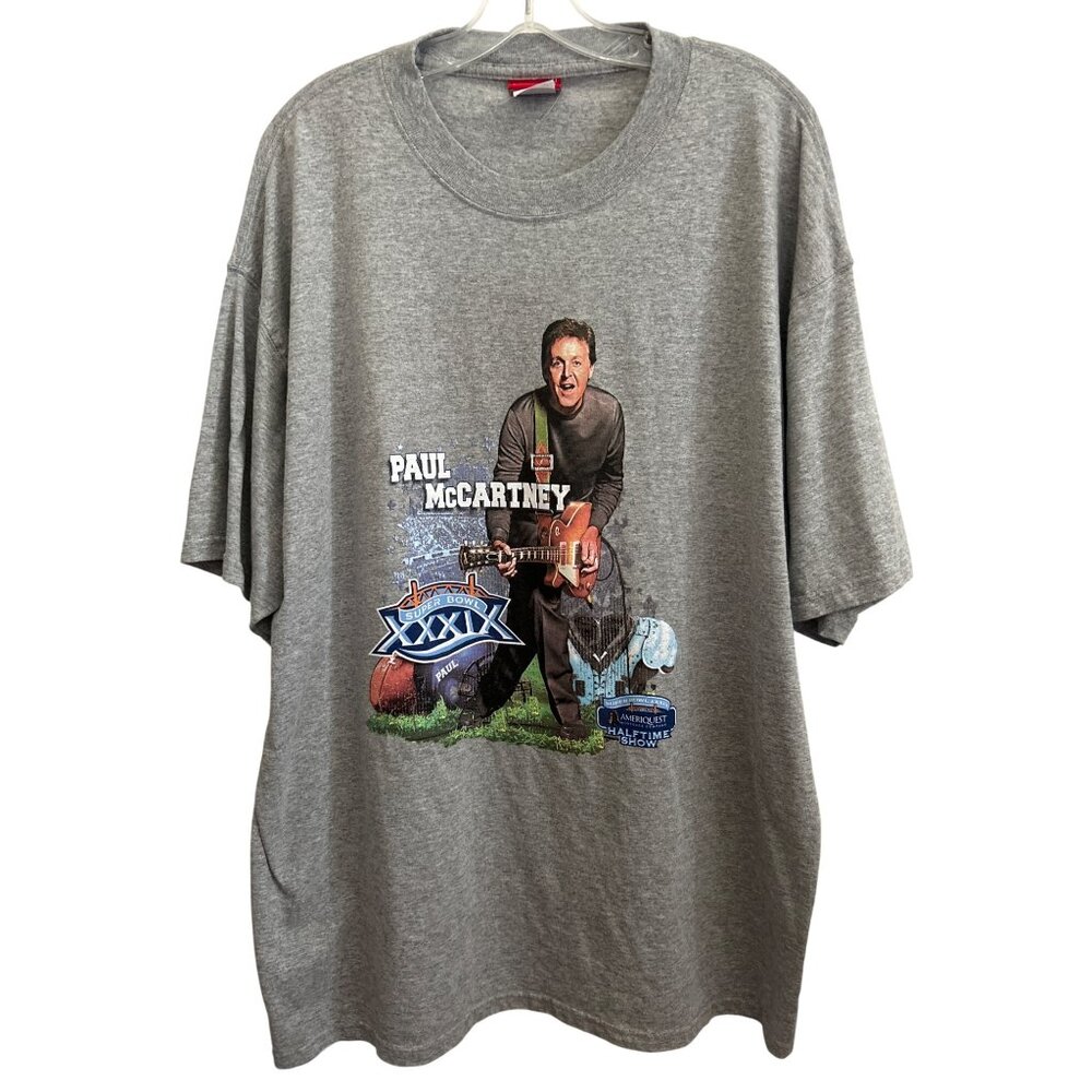 Vtg Paul McCartney Super Bowl XXXIX NFL Halftime Show Graphic T-Shirt Gray XL
